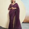 Wine Plain Georgette Saree