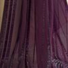 Wine Plain Georgette Saree - Image 4
