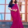 Rani Pink Plain Georgette Saree