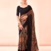 Black Printed Georgette Saree