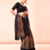 Black Printed Georgette Saree - Image 4