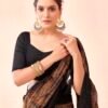 Black Printed Georgette Saree - Image 5