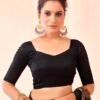 Black Printed Georgette Saree - Image 6