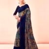 Navy Blue Printed Georgette Saree - Image 2