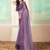 Ready To Wear Deep Purple Plain Georgette Sarees - Image 5