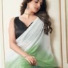 Ready To Wear Green Plain Georgette Saree - Image 5