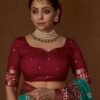 Wine Printed Silk Saree - Image 3