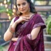 Wine Printed Silk Saree - Image 5
