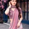 Dusty Purple Georgette Printed Sarees - Image 3