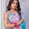 Blue Georgette Printed Saree - Image 2