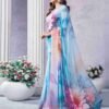 Blue Georgette Printed Saree - Image 6