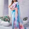 Blue Georgette Printed Saree