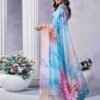 Blue Georgette Printed Saree - Image 5