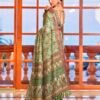 Light Green Linen Printed Sarees - Image 2