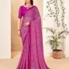 Magenta Georgette Printed Sarees
