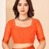 Rust Georgette Printed Sarees - Image 2