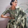 Moss Green Silk Printed Sarees - Image 2