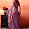 Dark Purple Silk Printed Sarees - Image 3
