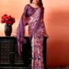 Dark Purple Silk Printed Sarees - Image 4