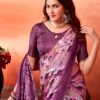 Dark Purple Silk Printed Sarees - Image 5