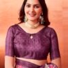 Dark Purple Silk Printed Sarees - Image 6