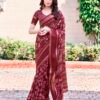 Maroon Silk Printed Sarees