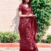 Maroon Silk Printed Sarees - Image 3