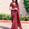 Maroon Silk Printed Sarees - Image 5