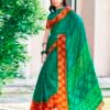 Teal Green Cotton Printed Sarees