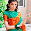 Teal Green Cotton Printed Sarees - Image 6