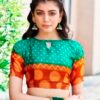 Teal Green Cotton Printed Sarees - Image 7