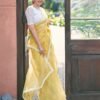 Yellow Net Plain Saree - Image 4