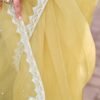 Yellow Net Plain Saree - Image 7