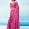 Rani Pink Georgette Plain Saree - Image 4