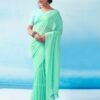 Mint Green Georgette Plain Saree