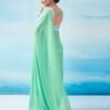 Mint Green Georgette Plain Saree - Image 2