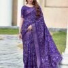Violet Silk Printed Saree