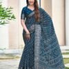 Sea Blue Silk Printed Saree