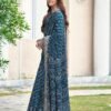 Sea Blue Silk Printed Saree - Image 2