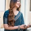 Sea Blue Silk Printed Saree - Image 5