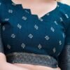 Sea Blue Silk Printed Saree - Image 6