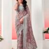 Light Brown Chiffon Printed  Saree