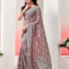 Light Brown Chiffon Printed  Saree - Image 2