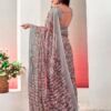 Light Brown Chiffon Printed  Saree - Image 3