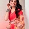 Red Chiffon Printed  Saree - Image 5