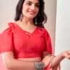 Red Chiffon Printed  Saree - Image 6