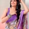 Light Violet Chiffon Printed  Saree - Image 5