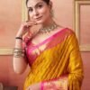 Yellow Silk Weaves Saree - Image 5