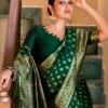 Dark Green Silk Weaving Saree - Image 5
