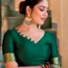 Dark Green Silk Weaving Saree - Image 6
